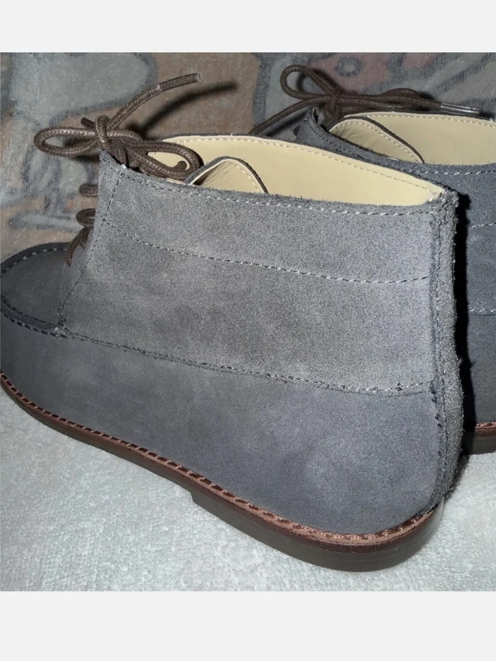 Janie And Jack Boot Boy size 4 Leather Suede Lace Up Ankle Shoes
